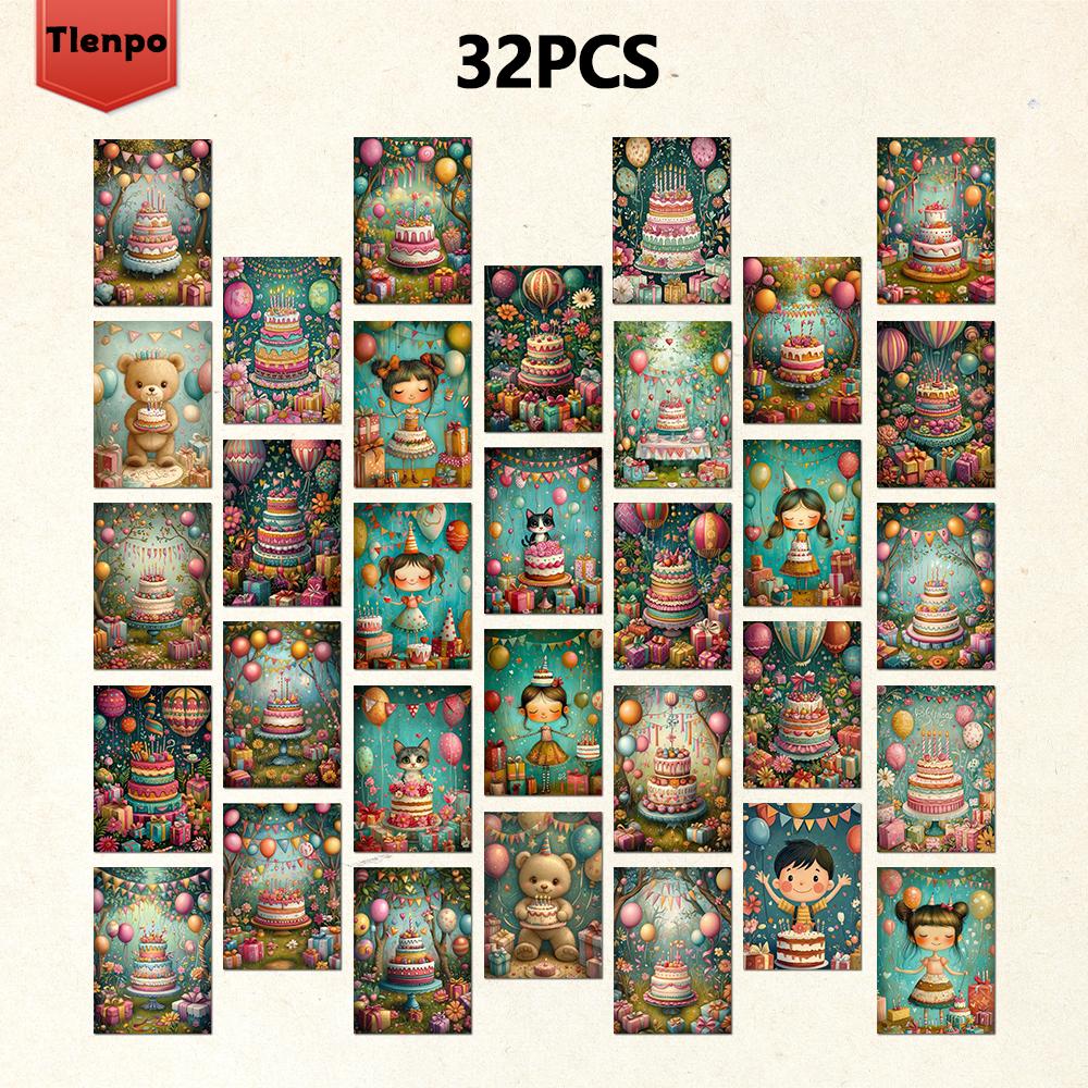 

32 шт., Открытки серии «День рождения», Мультяшные, Подарки на день рождения/юбилей, Коллекционные, Подходят для подарка, Можно отправлять по почте.