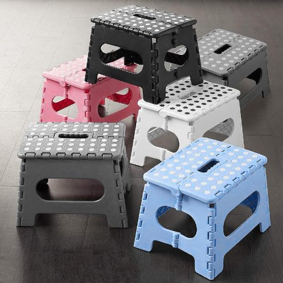 

Folding Step Stool with Portable Handle Heavy Duty Plastic Holds Up to 300Lbs Kitchen Bathroom Outdoor Camping Fishing Mini Collapsible Chair Seat