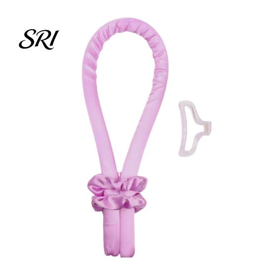 Lazy Curls Maker No Heat Hair Curling Rod Headband with 2 Scrunchies Claw Clip Overnight Sleeping Breathable Silk Ribbon Curler Women Long Roller