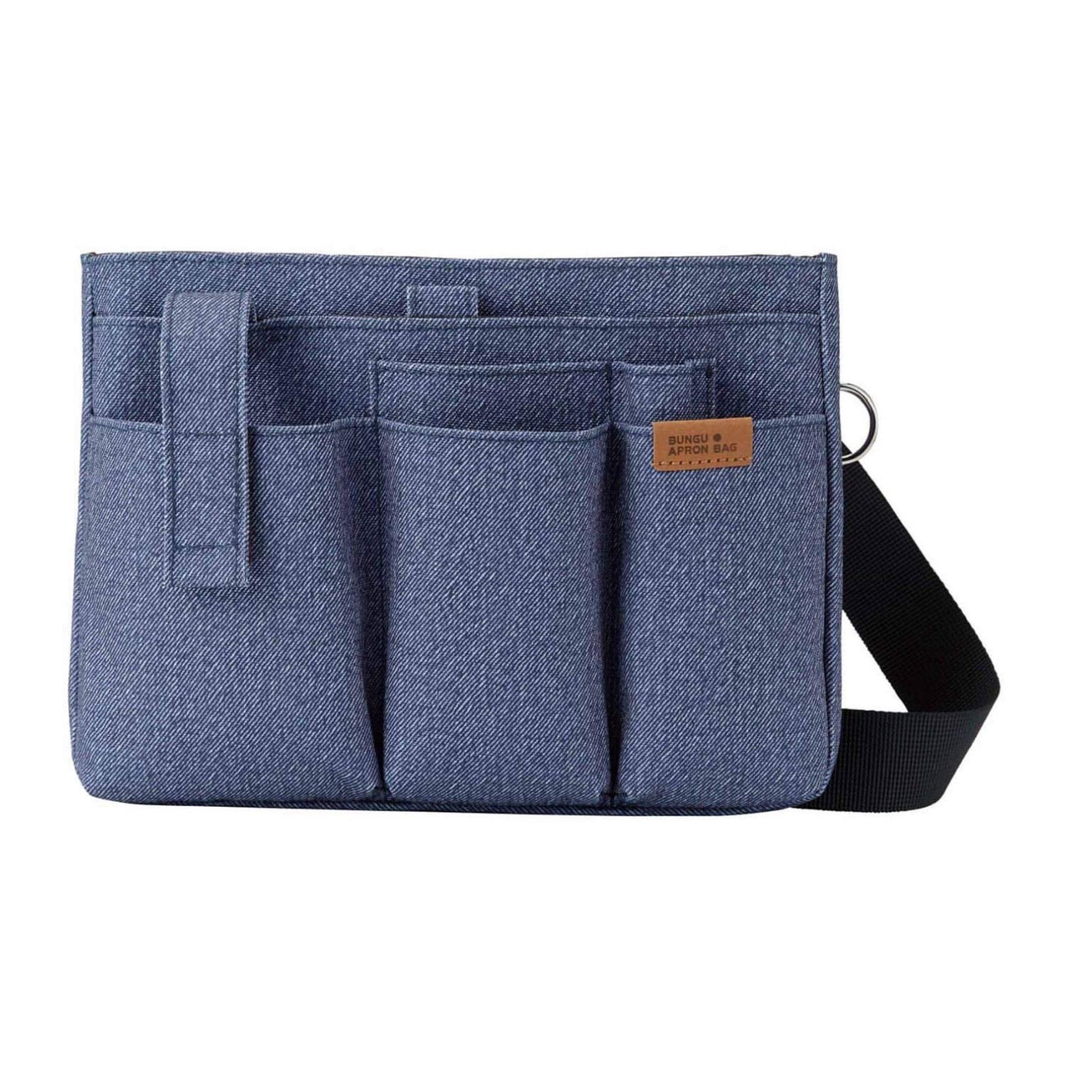 KUTSUWA Stationery Apron Blue BE012BL Bag, Denim, Slim,