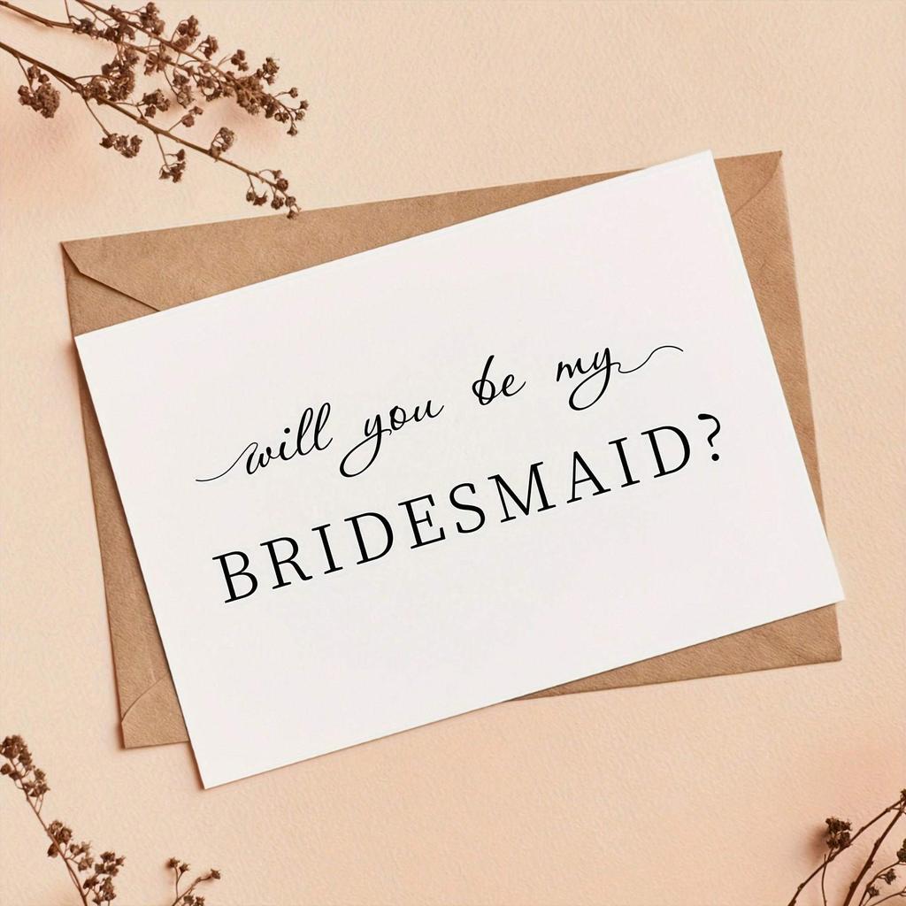 1pc Enchanting Bridesmaid Proposal Card - Heartfelt Invitation & Timeless Memento For Weddings Or Engagements - A Thoughtfully Designed Keepsake