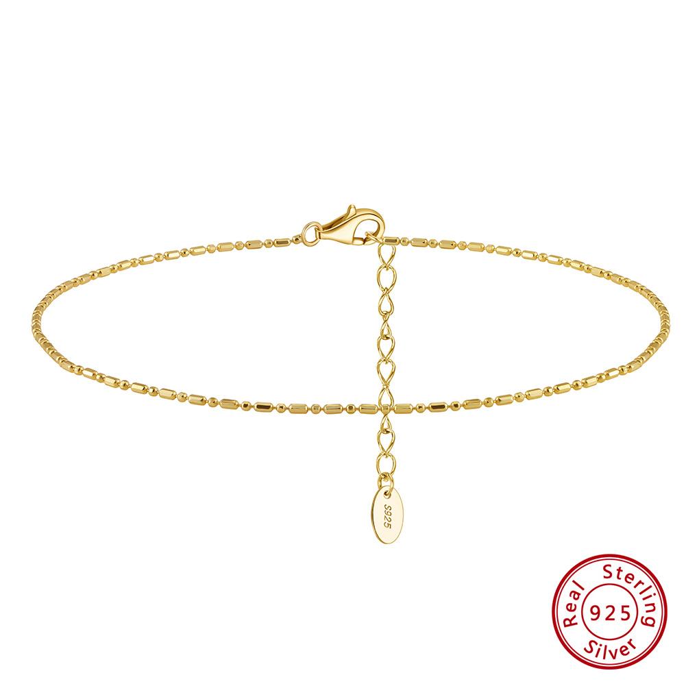 ORSA JEWELS 14K Gold 1,2 mm Italienische Cubanische Kette Fußkettchen für Damen 925 Sterling Silber Feines Sommer Strand Fußarmband Fußkettchen SA43
