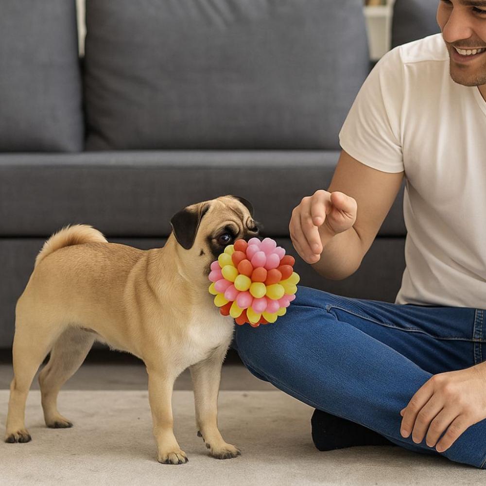 High Elastic Dog Elastic Ball Toy Colorful Dog Tooth Cleaning Toy Pet Chewing Toy  Training