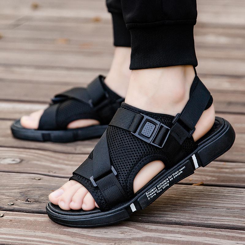 Fashion Mens Sports Sandals Summer Outdoor Beach Sandals Men Aqua Trekking Water Shoes Men Upstream Shoes Quick-drying Shoes Black