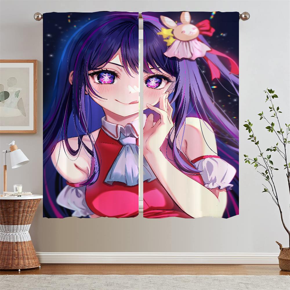 

Oshi No Ko Window Sheer Curtains Curtains Offers Kitchen Curtain Tiebacks Curls Partition Cabinets for Living Room Decoration W50xH70cmx2pcs-CL