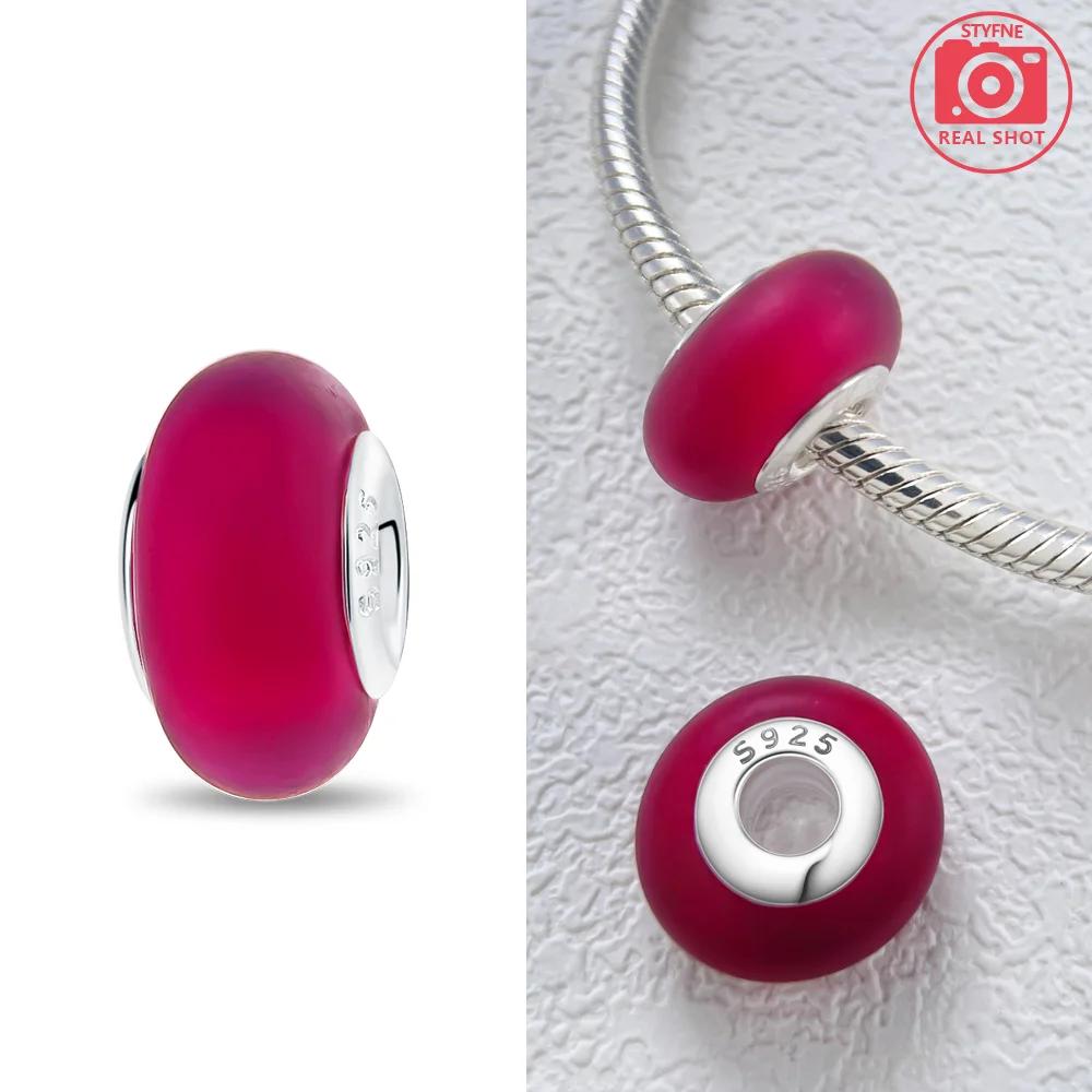 925 Silver Bracelet Women Diy Jewelry Gift Accessories Charms Beads Pink Murano Glass Blue Flower Butterfly Beads