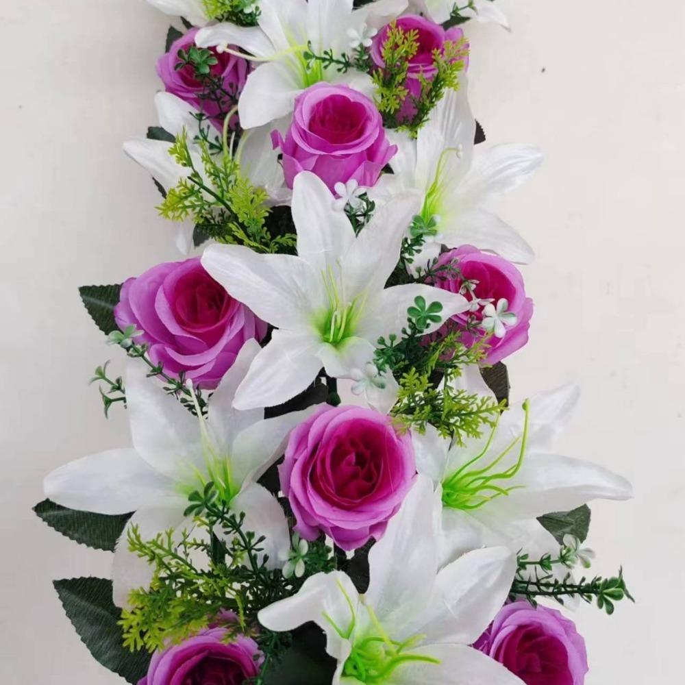 43cm Artificial Flowers Rose&lily Wall Arches Decor Artificial Rose Lily Flowers Party Stage Supplies Table Centerpiece Decor