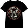 Koszulka motocyklisty Ride Or Die Live Fast Czaszka Tłoki Garaż Vintage Graficzna Koszulka