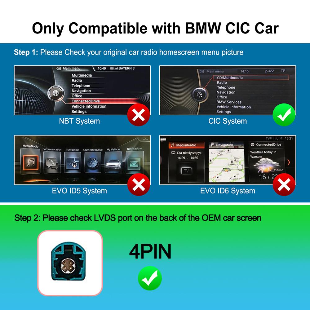 Wireless CarPlay Android Auto for BMW X5 E70 F15 X6 E71 EVO BNT CIC System with AirPlay Functions Support Camera
