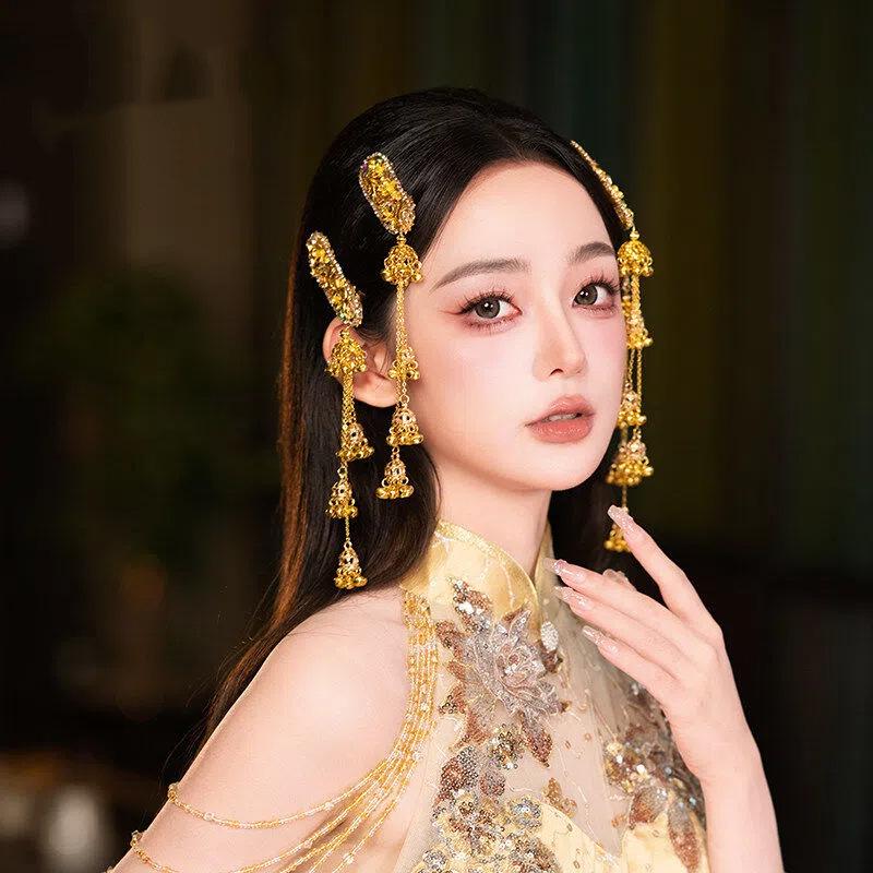 Tassel Edge Bell Hairpin: Chinese-Style Wind Chime Hair Accessory for Women, Ideal for Side Bangs and Ethnic-Inspired Wedding Bridal Looks