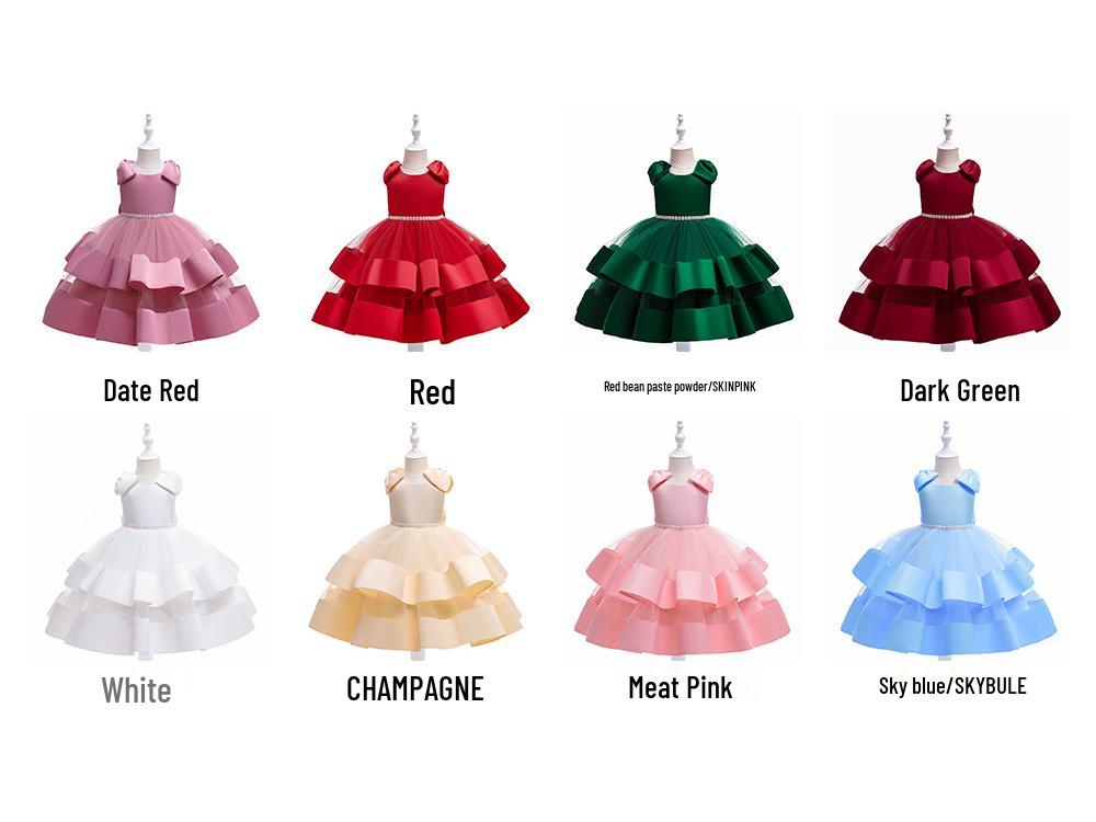 European & American Girls' Princess Mesh Dress for Piano Performances & Birthdays