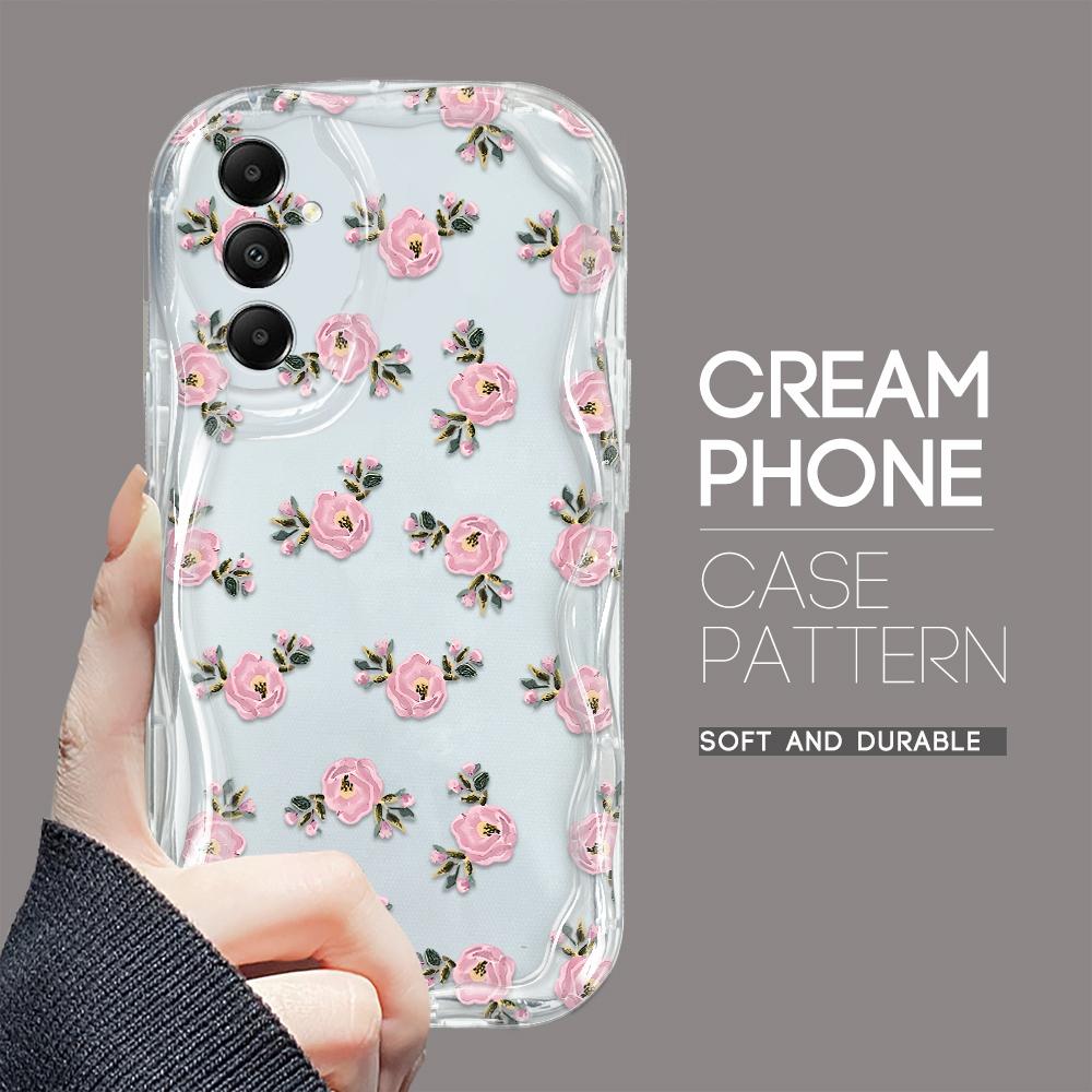 Carcasă cu textura cremă cu model de desene animate cu margine ondulată Husă din silicon moale pentru telefon pentru Samsung