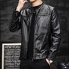 New Velvet Leather Jacket, Wire PU Leather, Men's Autumn and Winter Leather Jacket, Motorcycle Jacket, Stand Collar, Fashionable