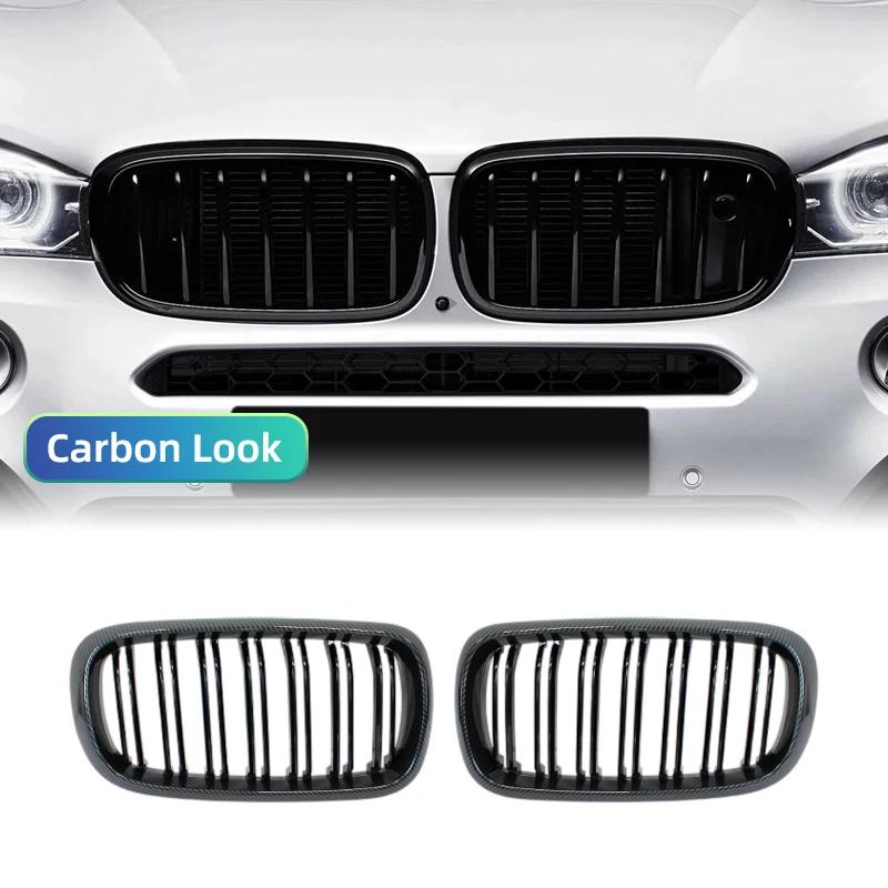 Gloss Black Carbon Style Front Kidney Double Slat Grill GrilleFor BMW X5 F15 X6 F16 X5M F85 X6M F86 Car Accessories