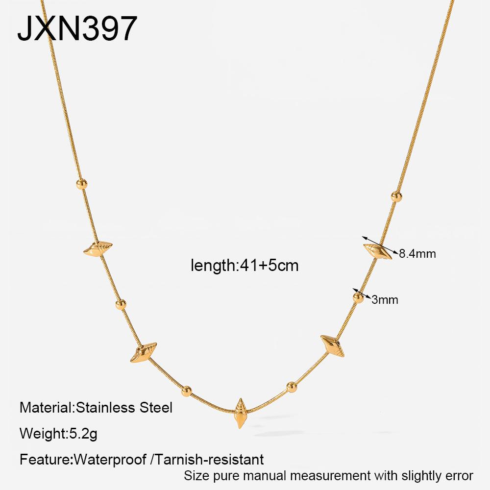 European and American Ocean Wind Stainless Steel Collarbone Chain Plated 18K Gold Conch Pendant Necklace Jewelry Niche Design Women