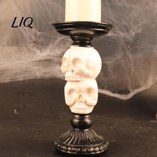 Resin Crow Candle Holder Halloween Candlestick Decoration, Gothic Raven Skull Holder, Spooky Taper Stand for Tabletop Home Decor Stable Flat Top