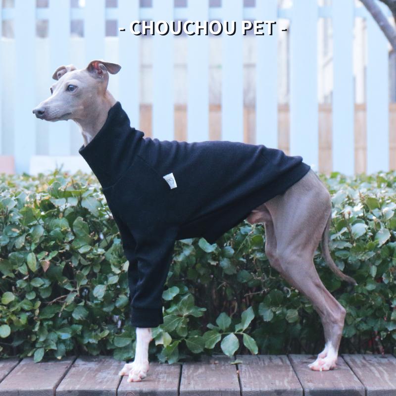 Windhund/Whippet Schmal geschnittene Hundekleidung Rollkragen Stretch Haustier Unterhemd Schwarz Premium Haustierkleidung