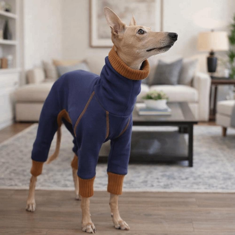 Stretchy Dog Jumpsuit High Neck Pet Turtleneck Dog Velvet Pajamas Pet Warm Sportswear  Indoor Wear