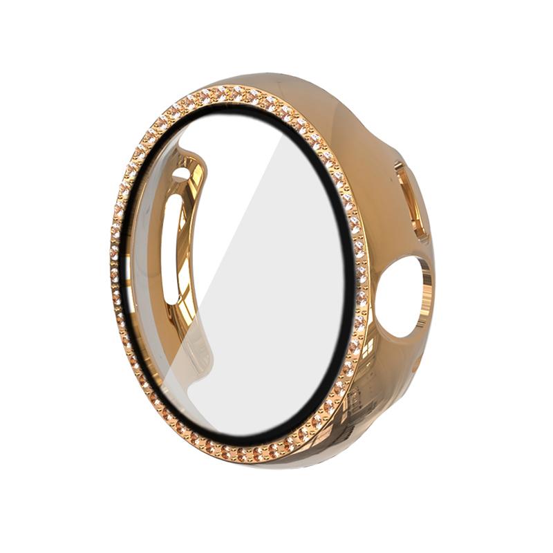 Diamond Case with Temepred Glass for Google Pixel Watch PC Bumper Screen Protector Women Full Bling Cover for Google Pixel Watch Accessories
