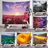 Sunset Flower Field Landscape Wall Decor Tapestry Home Living Room Tapestry