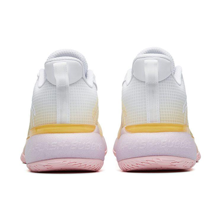 Anta Light Bubble Fabric Abrasion Resistant Breathable Low top Basketball Shoes Men's White Yellow 112221621-1