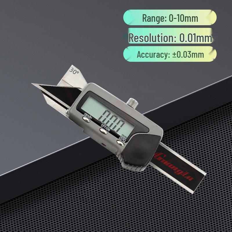 Guanglu Stainless Steel Digital Vernier Chamfer Caliper, 0-10mm, 30°/45°/60° Portable Chamfer Gauge