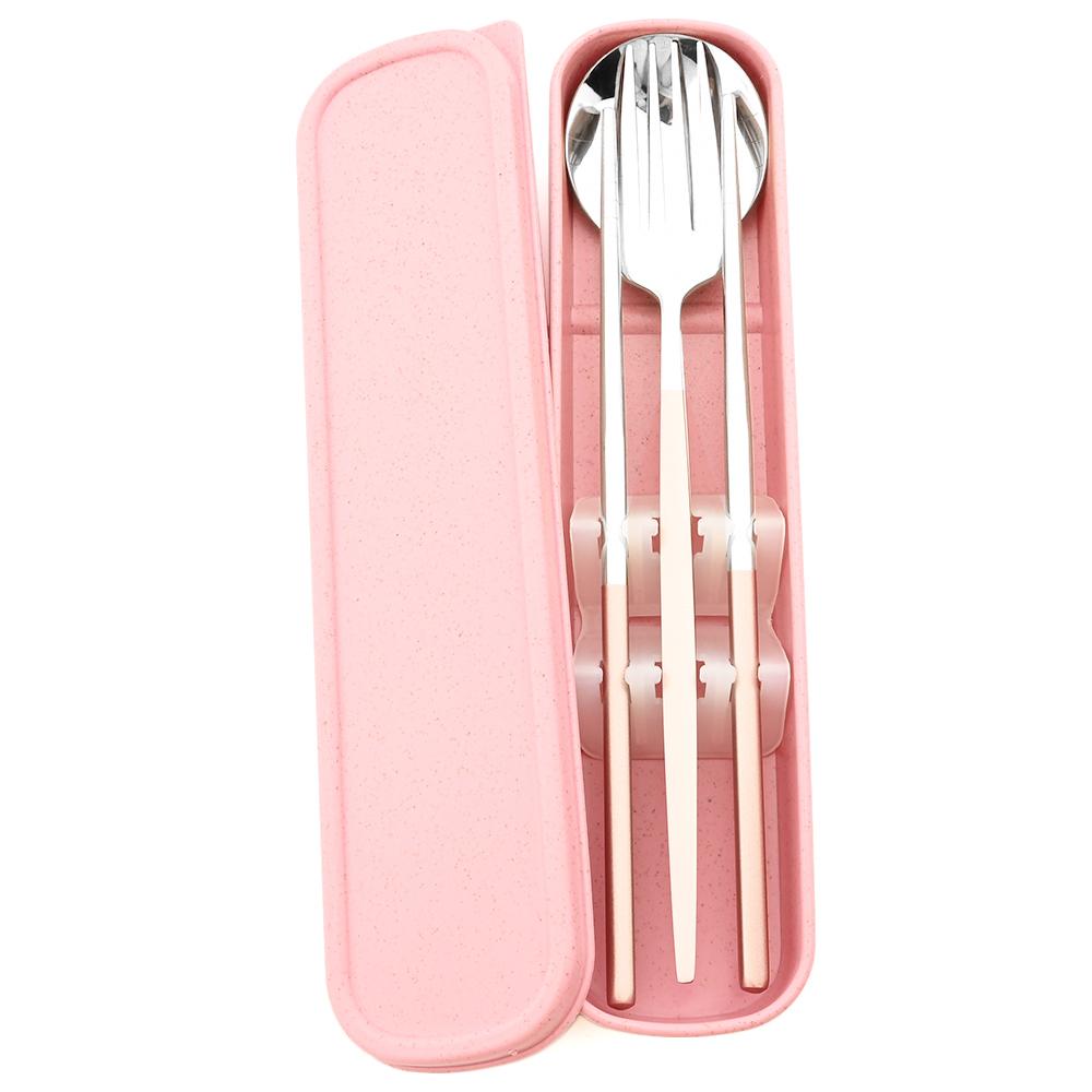

Золотой набор столовой посуды, набор столовых приборов для путешествий, кемпинга, вилка, ложка, палочки для еды, набор посуды с портативной коробкой, набор столовых приборов из нержавеющей стали серебряный/розовый