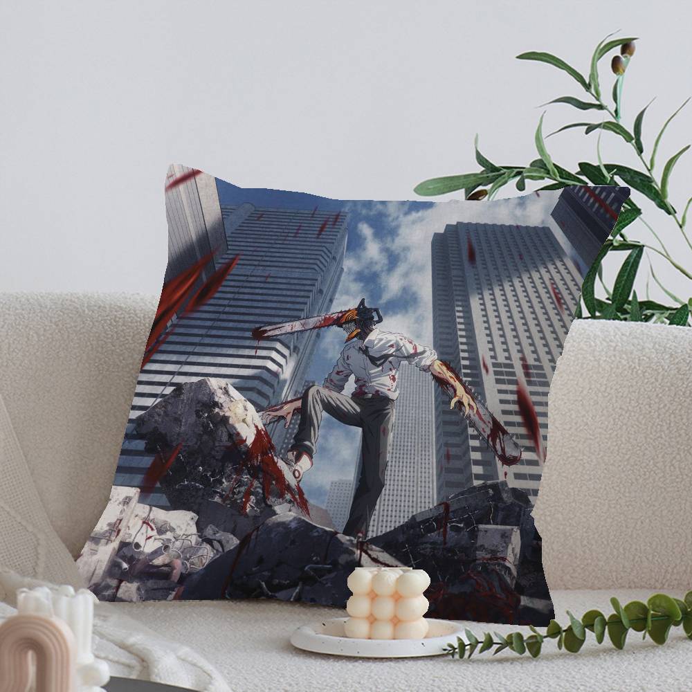 Anime Chainsaw Man Poszewka na poduszkę Poduszka Poszewka na poduszkę Pokój dzienny Sofa Wystrój domu Spersonalizowana