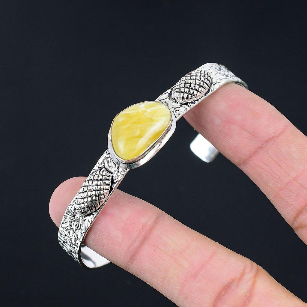 Daughters Day Deal 925 Silver Septarian Gemstone Wedding Artisan Bangle Bracelet