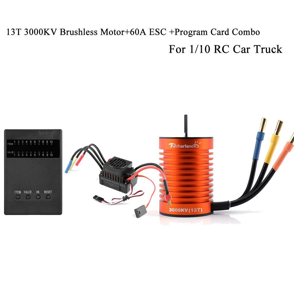 13T 3000KV Brushless Motor And 60A ESC And Program Card Combo For 1/10 ...