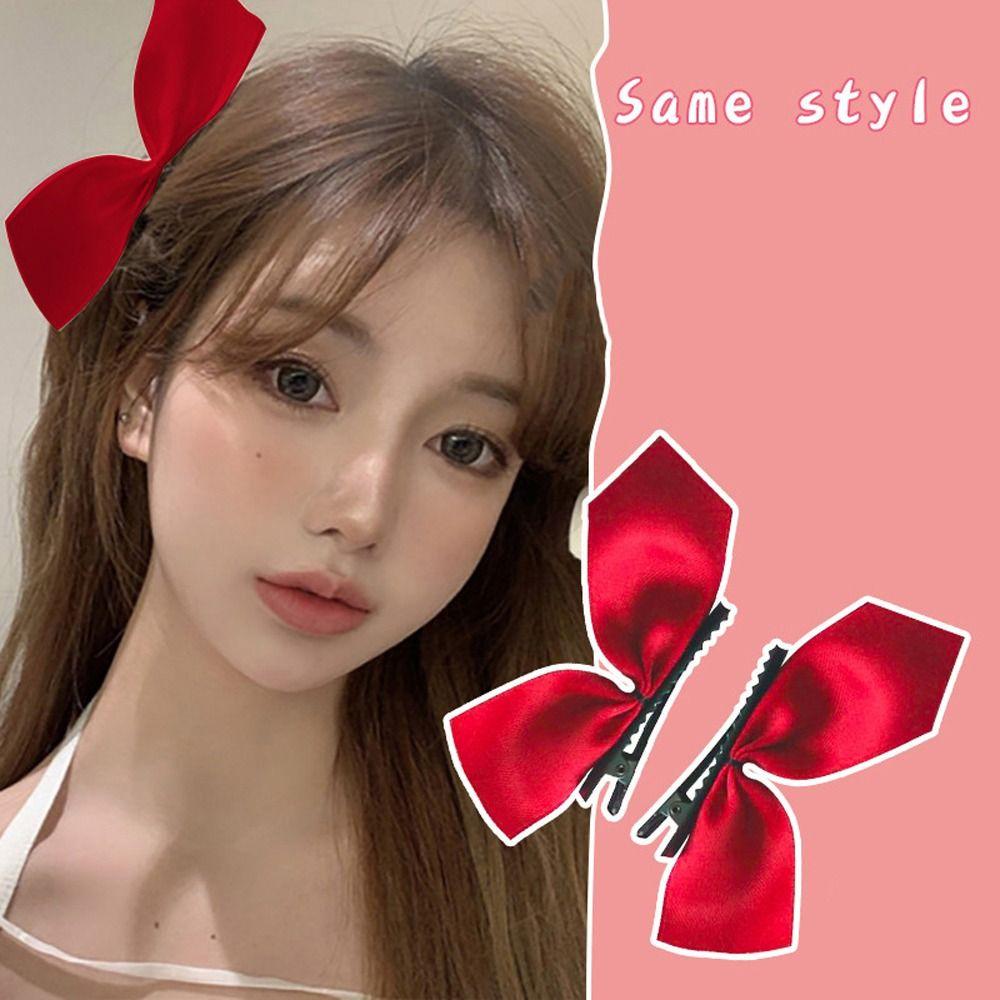 Side Clip New Headwear Ins Hair Clips Bow Hair Clips Women Hairpins Satin Silk Korean Duckbill Clip
