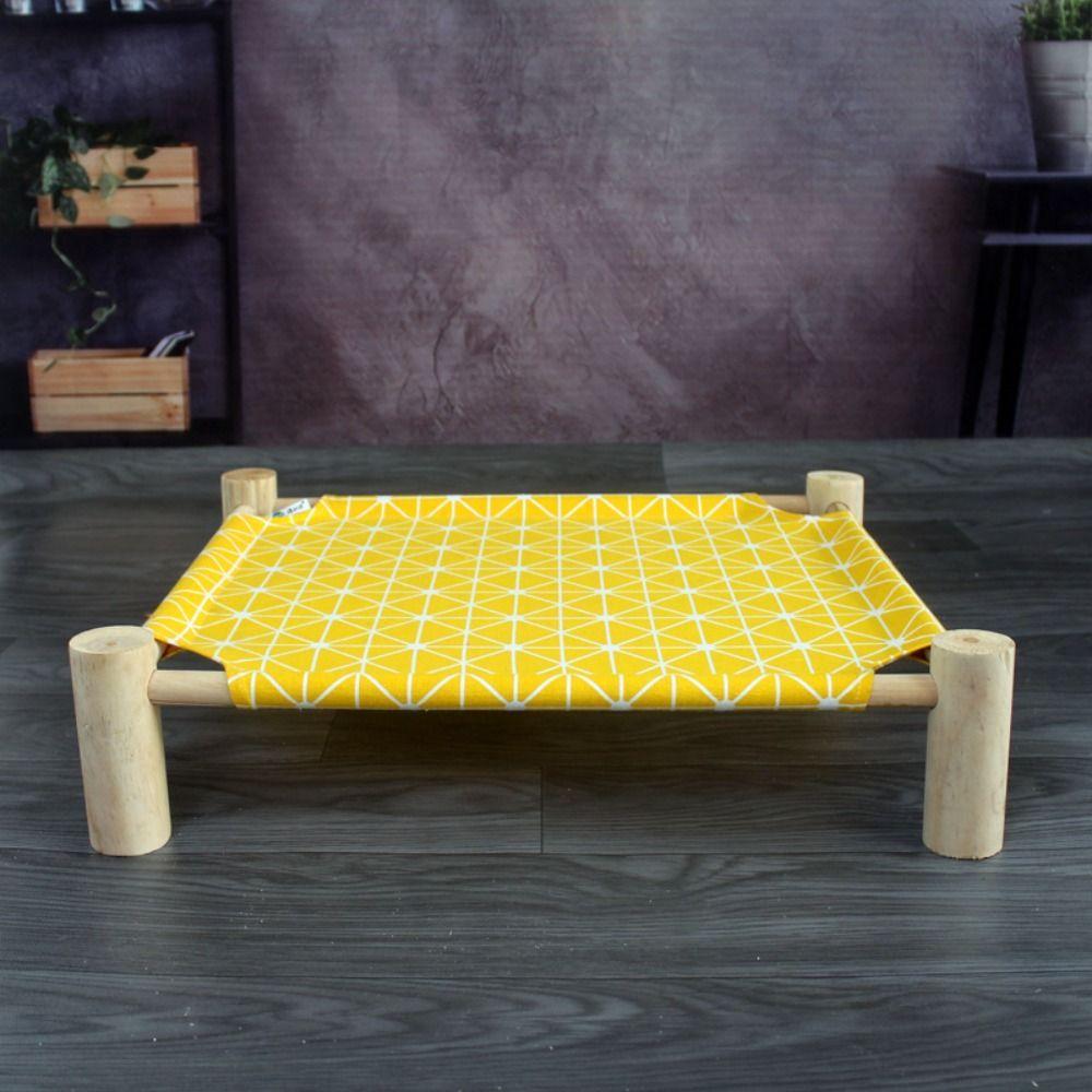 Portable Swing Bed Wooden Frame Cooling Bed Pet House Elevated Bed  Indoor Use