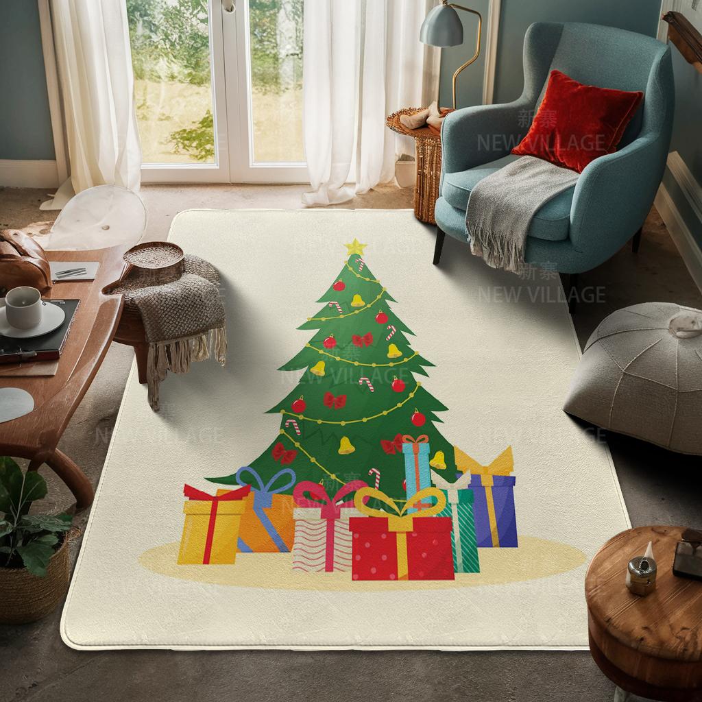 House Entrance Carpet Home Door Mat Living Room Bath Foot Bathroom Non-slip Water Absorption Rugs Bath Merry Christmas Winter
