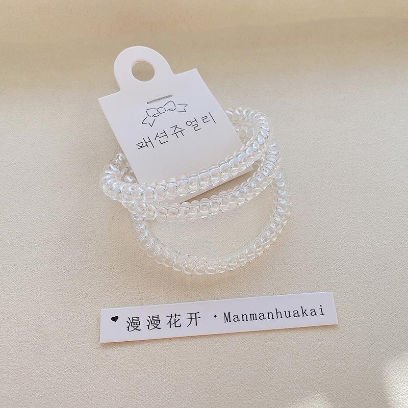Three-piece set of transparent jelly telephone wire hair ring simple bright candy Korean version of head rope hair accessories