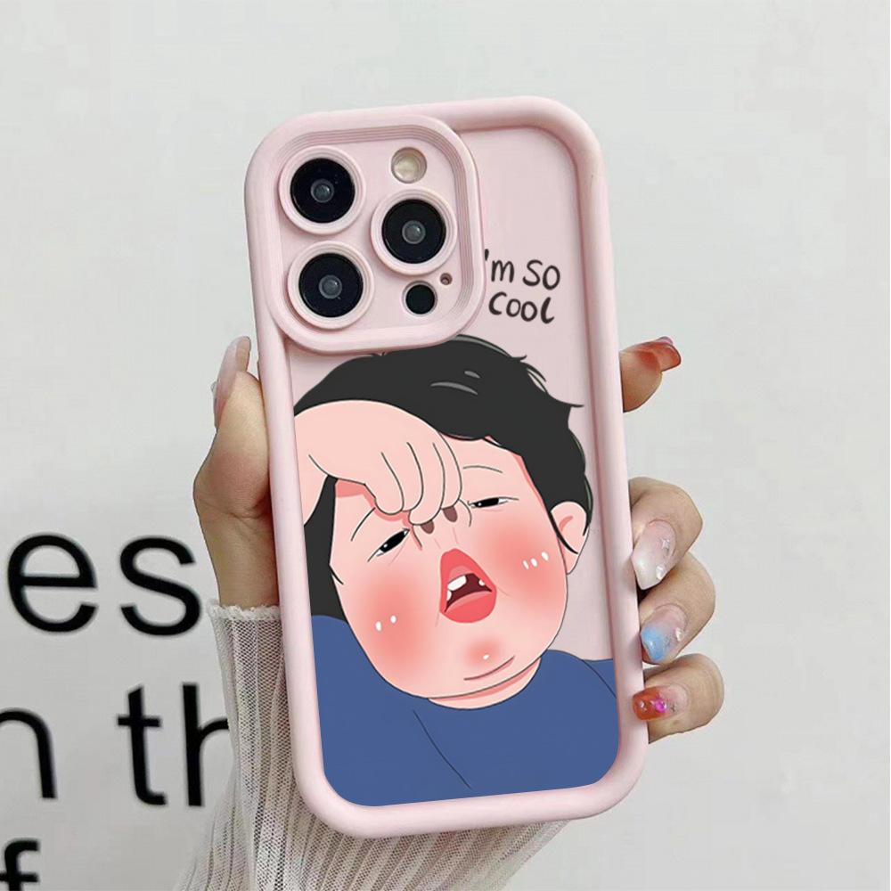 Amazon hot-selling iphone17 mobile phone case pouty funny 14 matte silicone case apple 16promax soft case