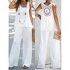 Women's Loose Casual Two-Piece Set Sleeveless Round Neck Tank Top High Waist Wide Leg Pants Outfit
