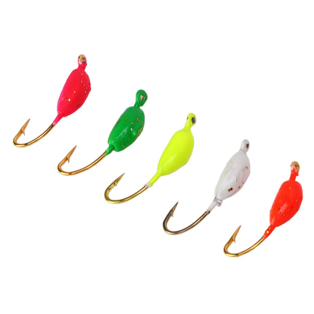 Kit 50 Pezzi Jig da Pesca su Ghiaccio Colorati Amo a Testa in Giù Esca da Pesca con Ardiglione per Pesca su Ghiaccio Invernale