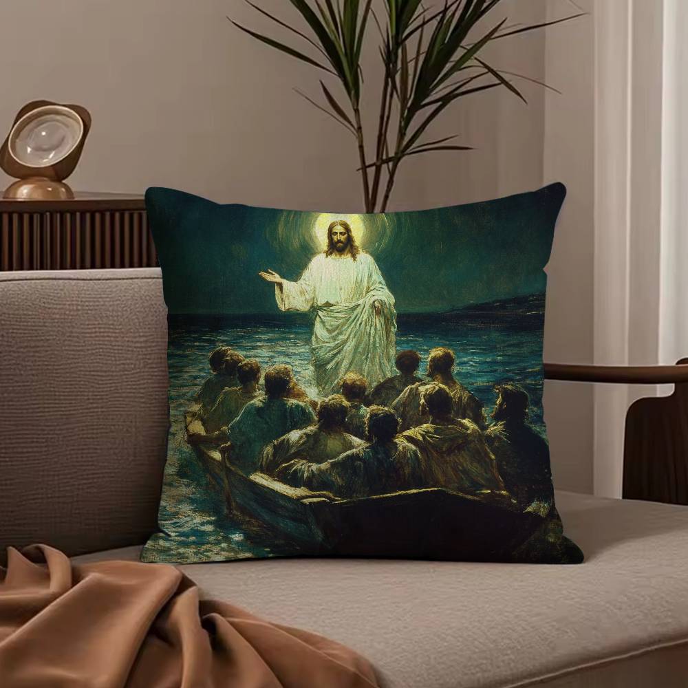 Anime J-Jesus Pillow Case Anti-dustmite Pillowcase Invisible zipper silky short plush Sofa cushion cover