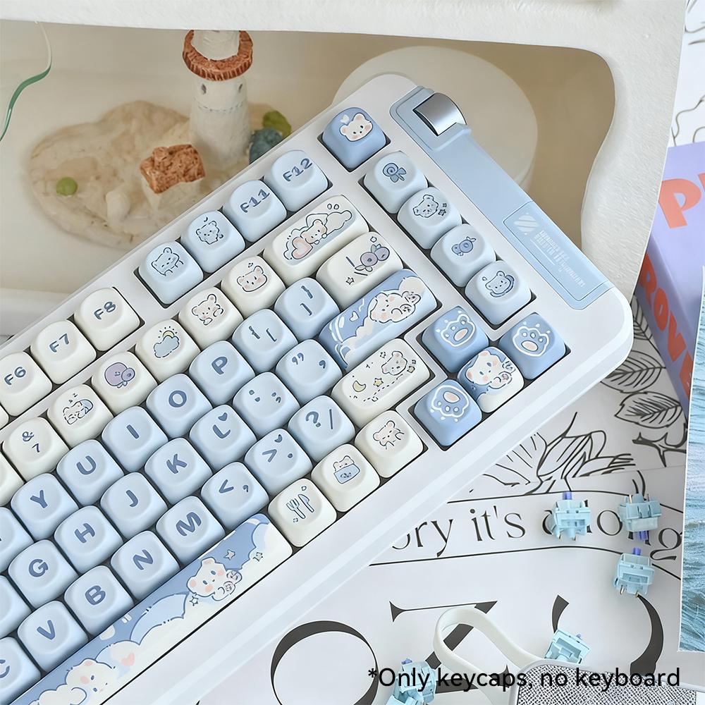 MOA yüksekliği dondurma ayısı tuş başlığı mavi sevimli çizgi film süblimasyon tuş başlığı 75 98 mekanik klavye tuş başlıklarının tam seti