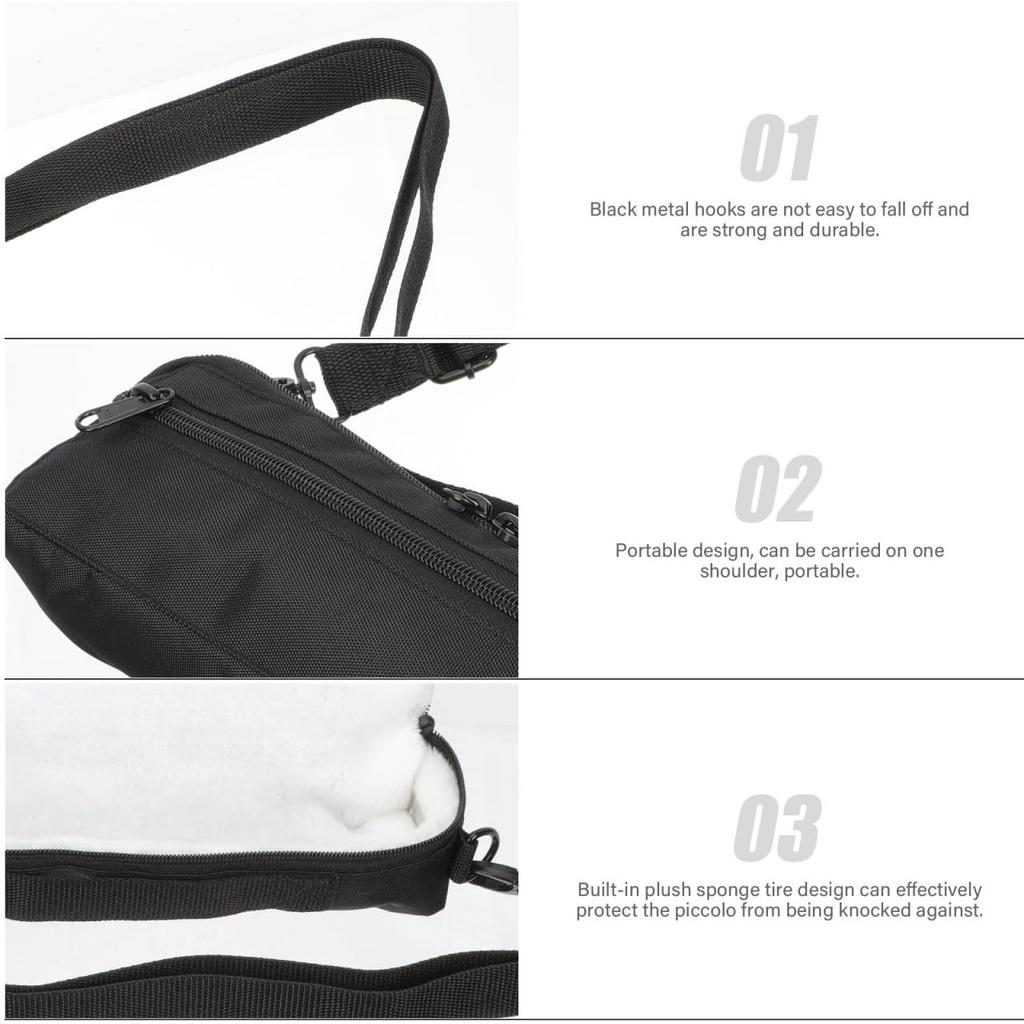 NOLITOY Piccolo Bag Flute Case Hard Shell Protective Case with Adjustable Straps Musical Instrument Storage Bag Lightweight Durable Black