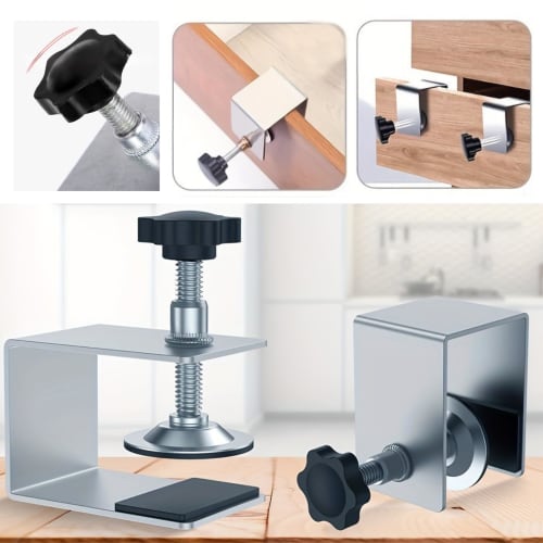 C-clamps [Set of 4 or 2, Black or Silver] DIY Desk Bracket Clamps, Reinforced Metal Fittings, Kitchen, Bathroom, Bedroom, Shelf Brackets, Wall Mountin