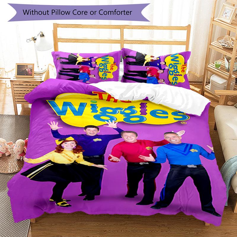 3pcs The Wiggles pattern bedding set duvet cover set includes duvet cover &pillowcases, perfect all season bedroom decoration & gift