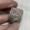 Collect Old China Tibet Silver Sculpture Force Miao Silver Relief Kylin Ring or Pendant Gift Mascot