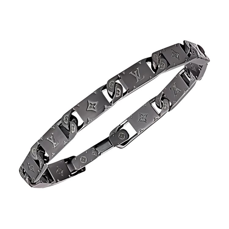 Louis Vuitton Monogramm Verschnürtes Logo Armband Herren Armband Grau M1557M