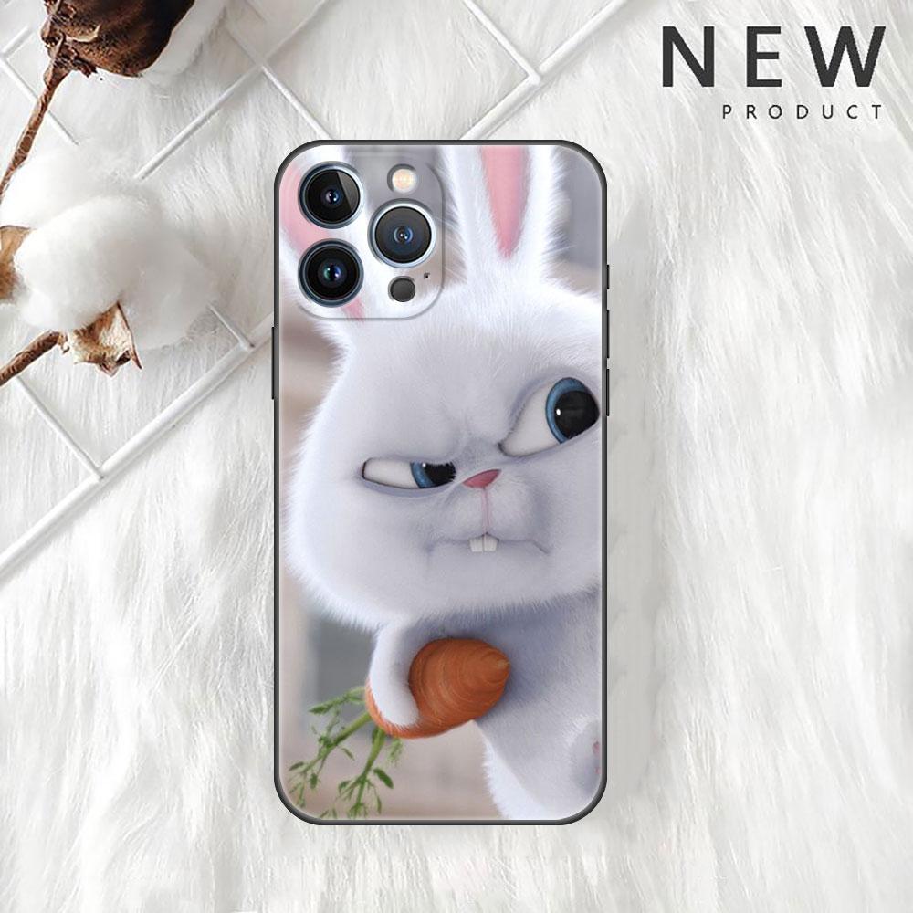 Cute Rabbit Case For Apple iPhone 11 13 14 12 Pro Max 7 8 XR X 6 5 5S SE 2022 13ProMax Black Silicone Phone Funda