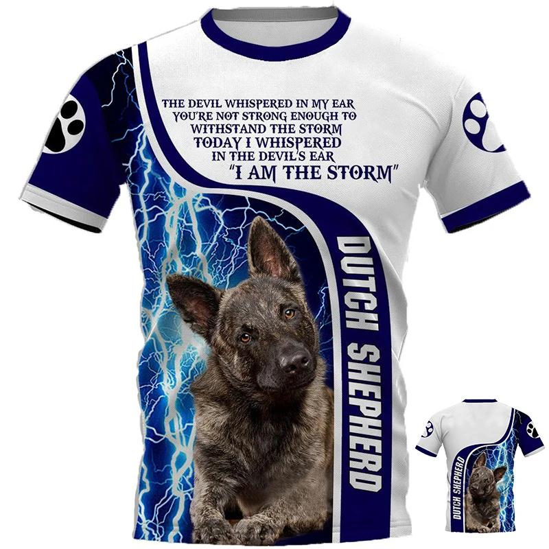 Fashion Men's Sports T-shirt Dutch Belgian Shepherd 3d Print Outdoor Casual Clothing Pet Dog Work Uniform Short Sleeve Tops