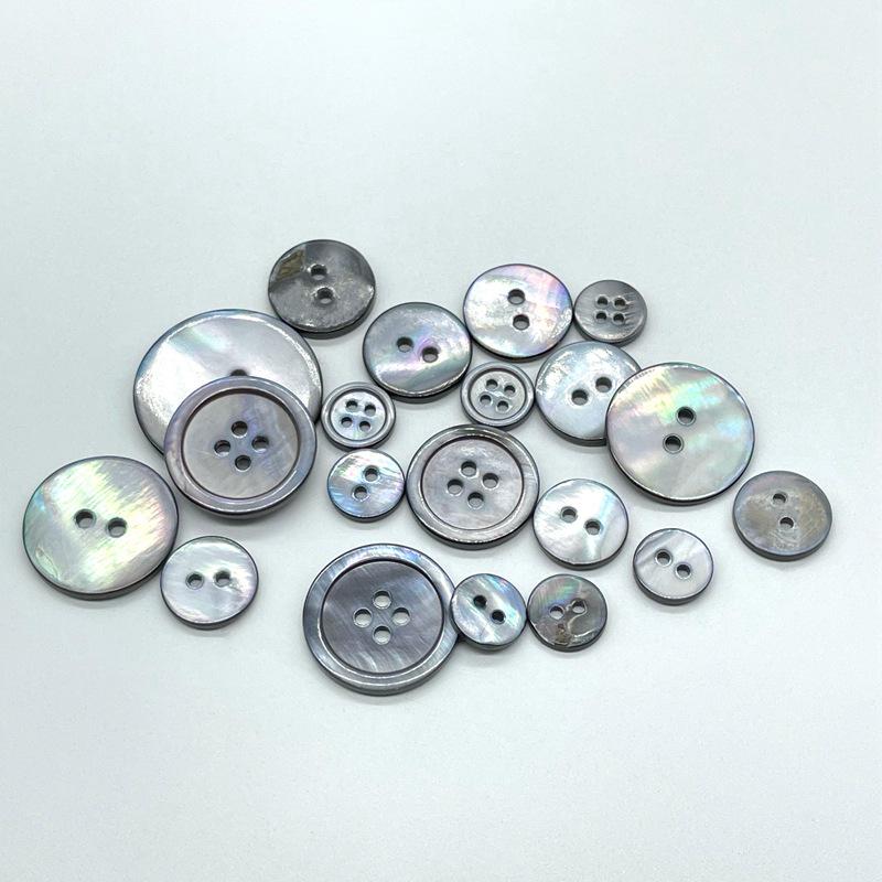 Gray Shell Buttons: Four-Hole Thin Edge for Shirts & Sweaters