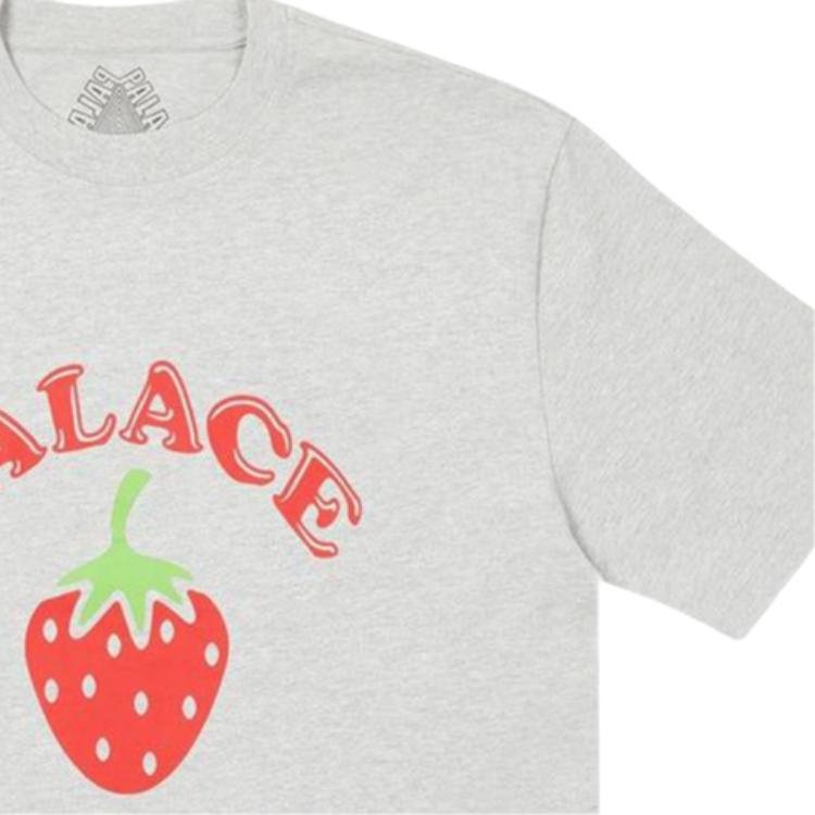 Palace Fruchtiger Buchstaben-Print Rundhals Kurzarm T-Shirt Unisex Oberteile Grau-meliert P22TS038