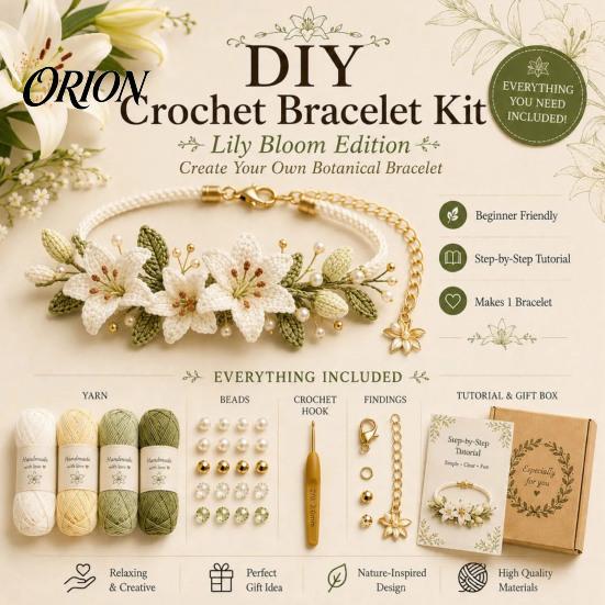 Crochet Bracelet Kit for Beginners DIY Kit, Flower Craft Set with Beads, Kits Adults And Teens Floral Making Beginners, Handmade Gift Boho Style
