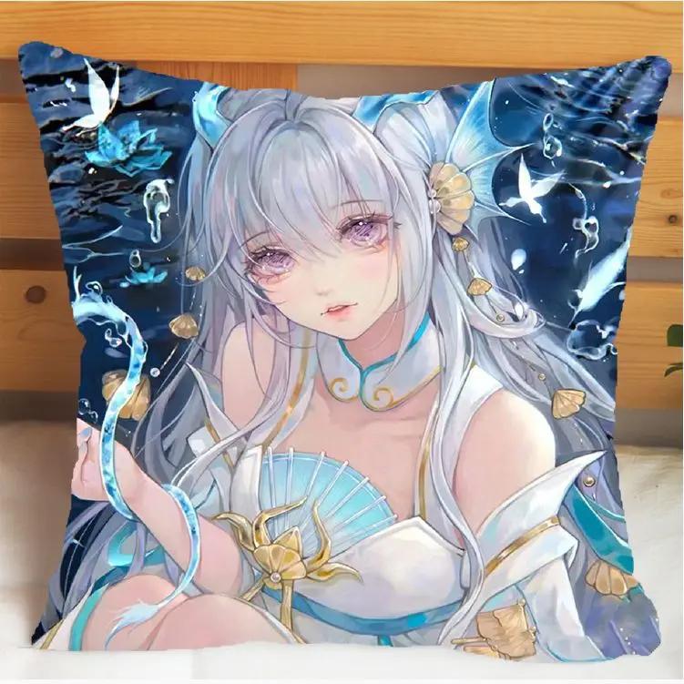 Arena of Valor Honor of Kings Xi Shi Polštář a Povlak na polštář Potah na polštářek Oboustranný tisk Plyšové Dekorační polštáře 40x40cm
